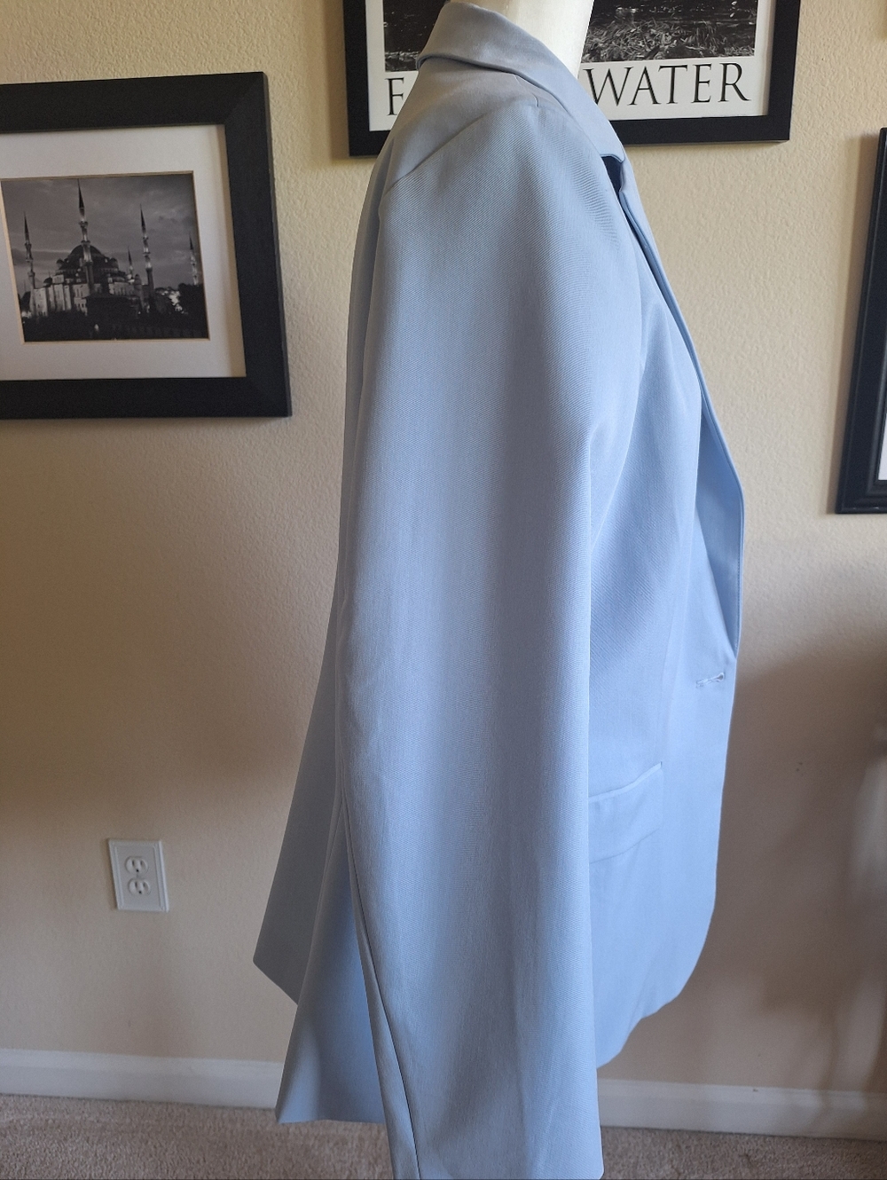 New With Tag Light Blue Women's Single-Button Blazer Jacket Size L - Picture 4 of 8